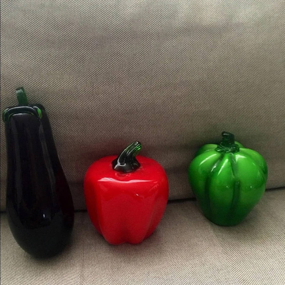 HTF-Vintage Handblown Glass Vegetables.